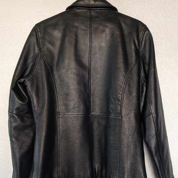 Black authentic leather jacket- medium - Picture 3 of 4